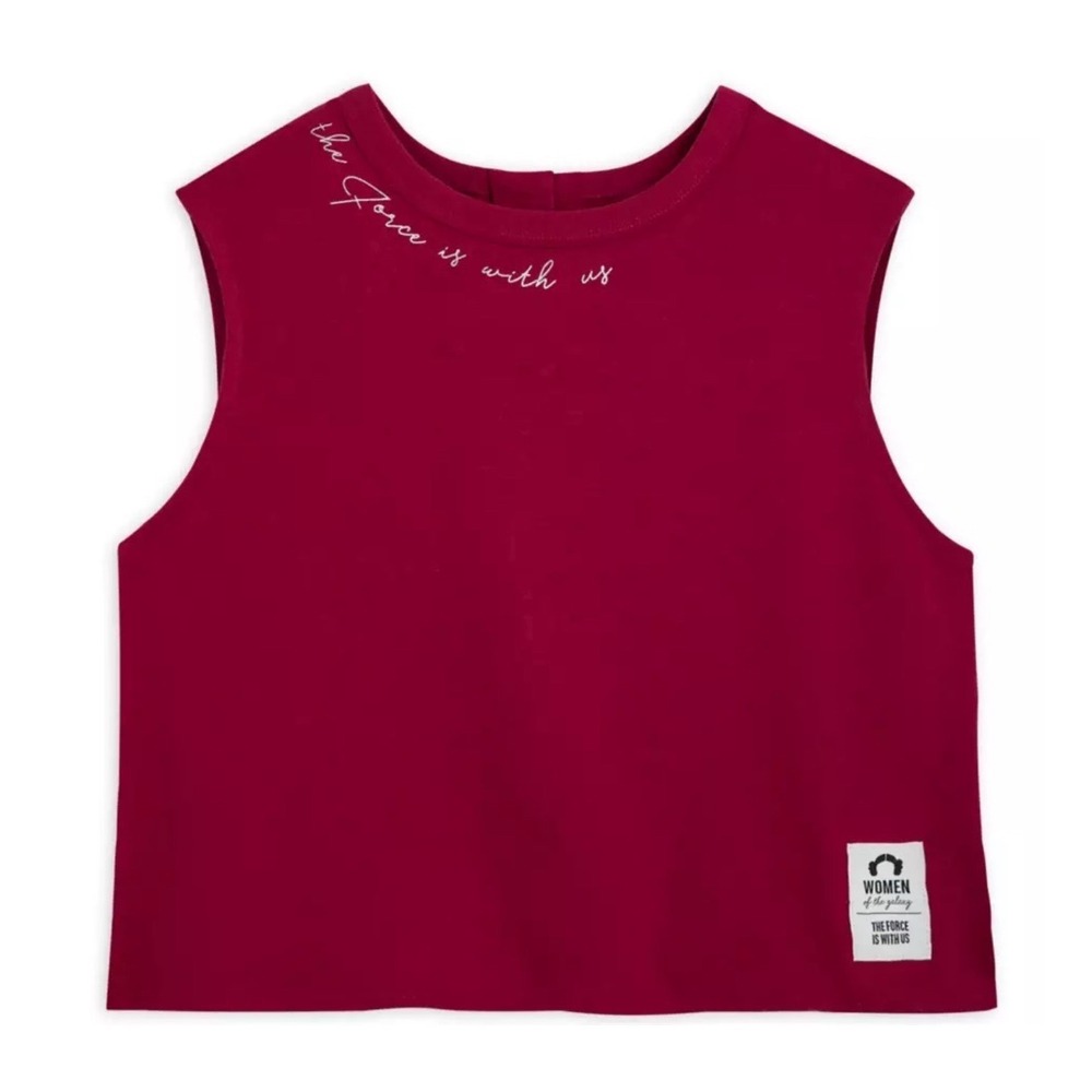 Star Wars Women of the Galaxy Cropped Tank Top Maroon Button Back Small Disney